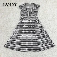 【美品】ANAYI 38 M Aラインフレアワンピース ブラック
