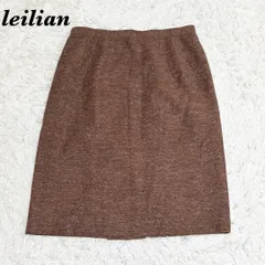 美品 leilian レリアン ひざ丈スカート 17＋ ブラウン 大きいサイズ