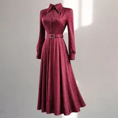 80's ヴィンテージ レトロシャツワンピース ラメ グリッター プリーツ ワンピース 古着 ドレス 赤 BONAARU TOKYO GINZA MARIMURA