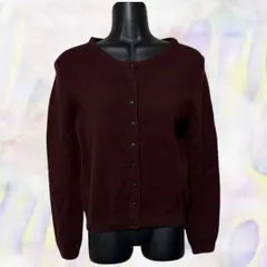 Peyton Place　ペイトンプレイス　カーディガン　ブラウン　レディース　長袖　9号　シンプル　丸首　フロントボタン　伸縮性有