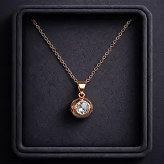 【上品な輝き】一粒ダイヤ風 ネックレス 585ローズゴールド S925 金属アレルギー対応 ボールデザイン 天然ジルコン K14相当 上質 ギフト 記念日  花透かし 芸術 細部に差が出る大人の上質デザイン