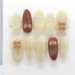 ラメ・リボン・2色  ネイルチップ