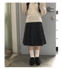 니지 / 웜 CHECK プリーツ スカート / チャコール