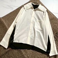 希少✨Y's ワイズ YHOJI YAMAMOTO ヨウジヤマモト シルク混 バイカラーブラウス シャツ 襟付き ビッグカラー ブラック ホワイト 白黒 胸ポケット 春夏 オーバーサイズ ゆったり 綿 コットン レーヨン　サイズ4 大きいサイズ