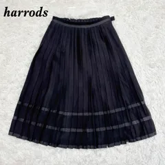 【美品】harrods プリーツフレアスカート サイズF ブラック