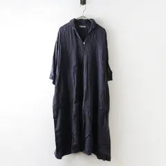 ネストローブ nest Robe リネン襟付きスモックワンピース F＼チャコールグレー スキッパー ドレス タック フレア【2400014791280】