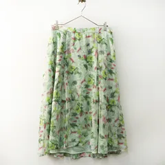 大きいサイズ 2022SS ローズティアラ Rose Tiara 水彩風フラワープリントスカート 46｜グリーン ピンク ボトムス【2400014807943】