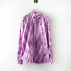 ラルフローレン RALPH LAUREN ポニー刺繍入 コットン ギンガムチェック ボタンダウン 長袖シャツ 2 SLIM FIT┃紫【2400014801323】