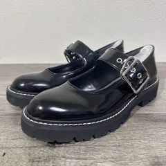 ユナイテッドアローズ SY メリージェーン ガラス調スムース素材 トラックソール ローファー 24cm ブラック