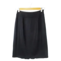 フランコフェラーロ FRANCO FERRARO スカート タイト ひざ丈 ウール ストレッチ ふんわり 柔らか ワンポイント 1 紺 ネイビー /CK24