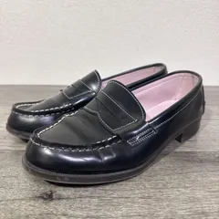 訳あり HARUTA×Casselini 日本製 本革 コインローファー 23.5cm 2E ブラック×白ステッチ