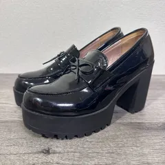 ROJITA エナメル リボンローファー 厚底 ヒールアップローファー チャンキーヒール L 24-24.5cm ブラックのサムネイル