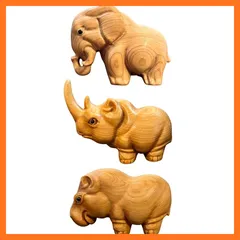 【新品】 tonra サイ カバ ゾウ アフリカ インテリア 雑貨 ミニ 動物 木製 置物 象 棚 デスク 玄関 ウェルカム オブジェ 風水 金運 お守り 開運 厄除け 0