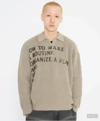 新品 M エクストーンズ XTONZ プラン カラ ハーフジップアップ ニット