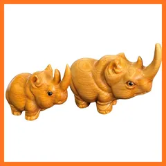 【新品】 tonra サイ 親子 アフリカ インテリア 雑貨 ミニ 動物 木製 置物 ギフト 棚 デスク 玄関 ウェルカム オブジェ 風水 お守り 金運 開運 厄除け 0