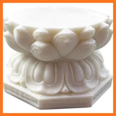 【新品】 YUYAKESHI 仏像用 丸型 蓮華型 ココヤシの果実 台 供物 台座 蓮の台座 供物 蓮華 祭壇 部屋 仏像置台 仏台 コレクション展示 置物(八角須弥蓮華座・白) 0