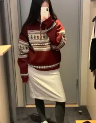 ノルディックアノラックハーフジップアップニット