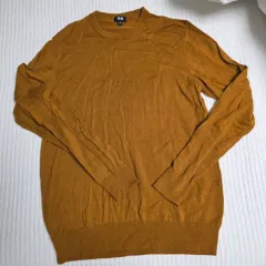 UNIQLO ユニクロ マスタード キャメル色 ウール100％ プロ ニット Lサイズ