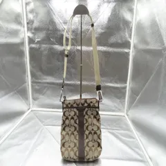 COACH コーチ ショルダーバッグ 総柄 サコッシュ ブラウン系 キャンバス×レザー
