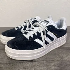 adidas ガゼルボールドW HQ6912 厚底 スエードスニーカー 24cm 黒×白