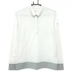 【美品】ナイキゴルフ 長袖ポロシャツ 白×グレー バイカラー ストレッチ レディース XL  ゴルフウェア NIKE