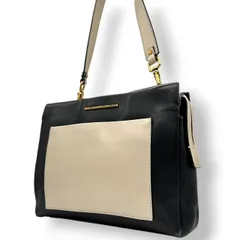 【美品】マークバイマークジェイコブス MARC BY MARC JACOBS 2WAY ショルダーバッグ ハンドバッグ 斜め掛け レザー 本革 バイカラー ブラック 黒 ベージュ ホワイト ゴールド金具 ロゴ 軽量 カジュアル モード レディース s1