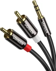 ★UGREEN RCA 3.5mm 変換 オーディオケーブル 3.5mmステレオミニプラグ RCA ミニピン 赤白ケーブル ミニコンポ アンプ AVセレクタ PC iPhone Android 端末 車載AUX オーディオなどに対応 1m