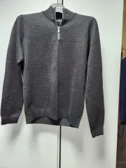 アンドジ ハーフジップアップ ハーフジップ ニット ブラック 100