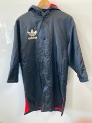 ピB230⚫︎adidas⚫︎アディダス⚫︎アウター⚫︎ベンチコート⚫︎ビッグロゴ⚫︎ロゴプリント⚫︎バックプリント⚫︎フード付き⚫︎キッズ⚫︎size 140⚫︎黒