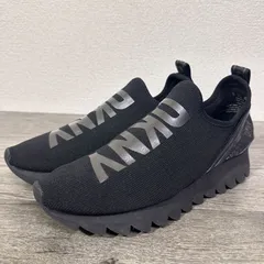 美品 DKNY ダナキャラン ロゴ スリッポン ソックススニーカー ニットスニーカー シャークソール EU37.5 24.5cm 黒のサムネイル