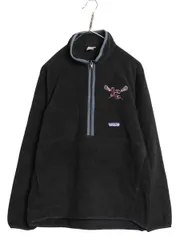 【お得なクーポン配布中!】 00s パタゴニア マースピアル シンチラ フリース ジャケット メンズ M 05年製 オールド プルオーバー ハーフジップ カレッジ 刺繍 ブラック