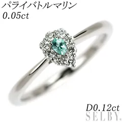 Pt950 パライバトルマリン ダイヤモンド リング 0.05ct D0.12ct