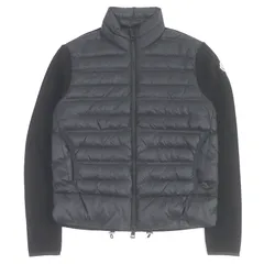 極美品□MONCLER モンクレール 2022年製 CARDIGAN ウール 切り替えデザイン ニットブルゾン ダウンジャケット ブラック M 正規品 メンズ