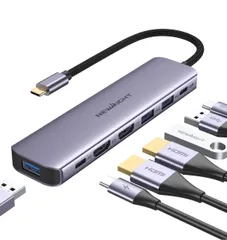★USB C ハブ hdmi 2つ Dual Display ドッキングステーション 7in1 MST デュアル 4K HDMI 拡張 リプル ディスプレイ 高速USB 3.0*3、type c データ伝送、USB-C 100W充電、MacBook Pro