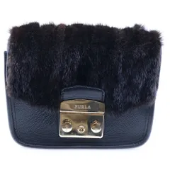 FURLA (フルラ) メトロポリス ファー切り替え ミニショルダーバッグ ブラック