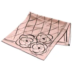 CHANEL (シャネル) カメリア スカーフ ピンク シルク