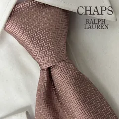 《新品》CHAPS RALPH LAUREN（チャップス ラルフローレン）シルクネクタイ 総柄  ヘリンボーン ピンク系 スカーフ付き