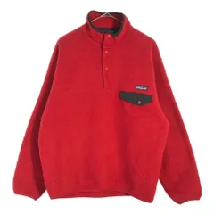 90年代 USA製 patagonia パタゴニア スナップT フリースジャケット アウトドア レッド(メンズ M)中古 古着 X5035