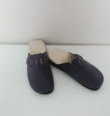 グレー ファー 裏地 ミュール スリッパ //新品