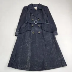 CELINE　ロングコート　トリオンフ ボタン　裏地マカダム柄　ラメ　ベルト付き　ブラック　36 S M相当 シルク混　フランス製のサムネイル