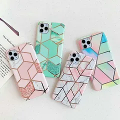 iPhone 12ProMax ケース カバー 背面タイプ ソフトケース 幾何学模様 大理石 水彩 ラメ メタリックライン カラフル かわいい おしゃれ