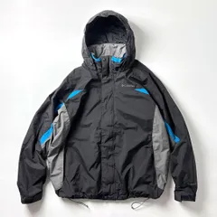 Columbia コロンビア ナイロンジャケット XL ブラック 黒 撥水 速乾 ドローコード フルジップ ライトアウター シェルジャケット アウトドア ビッグシルエット 90s USA古着