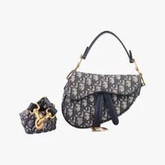 クリスチャンディオールChristian Diorサドル ネイビー×グレー ジャガード 05-RU-1108