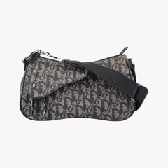 クリスチャンディオールChristian Diorトロッター ダブル サドル グレー×ブラウン ジャガード 08RU 1004