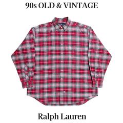 古着 90s Ralph Lauren BIG SHIRT Oxford Tartan Check Shirt ラルフ