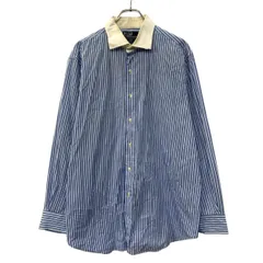 90s POLO RALPH LAUREN 長袖 ストライプシャツ XL ブルー ホワイト ポロバイラルフローレン ボタン ストライプ柄 シンプル 春物 a802-5096