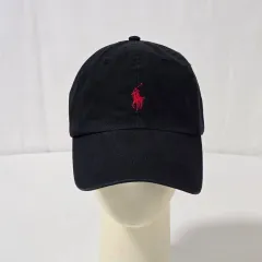 ハングルタグ正規品 POLO RALPH LAUREN(ポロラルフローレン) ブラック スモールロゴ レッド ベースボールキャップ 帽子 free 1210