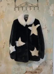 GUESS 星柄 フェイクファー コート XS