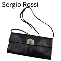 Sergio Rossi セルジオロッシ レザー クラッチバッグ ブラック ショルダー可