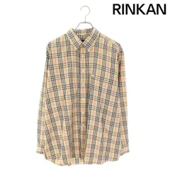 バーバリーロンドン ロゴ刺繍チェック長袖シャツ メンズ XL